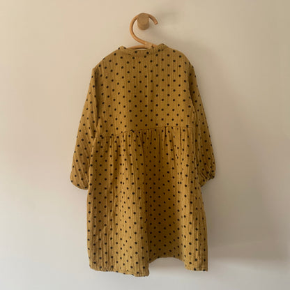 4-5Y Zara mustard polka dot dress