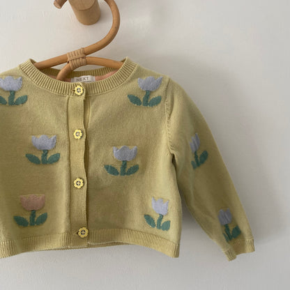 3-6M Next muted yellow tulip cardigan