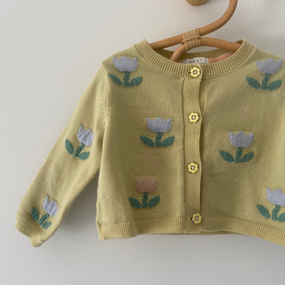 3-6M Next muted yellow tulip cardigan