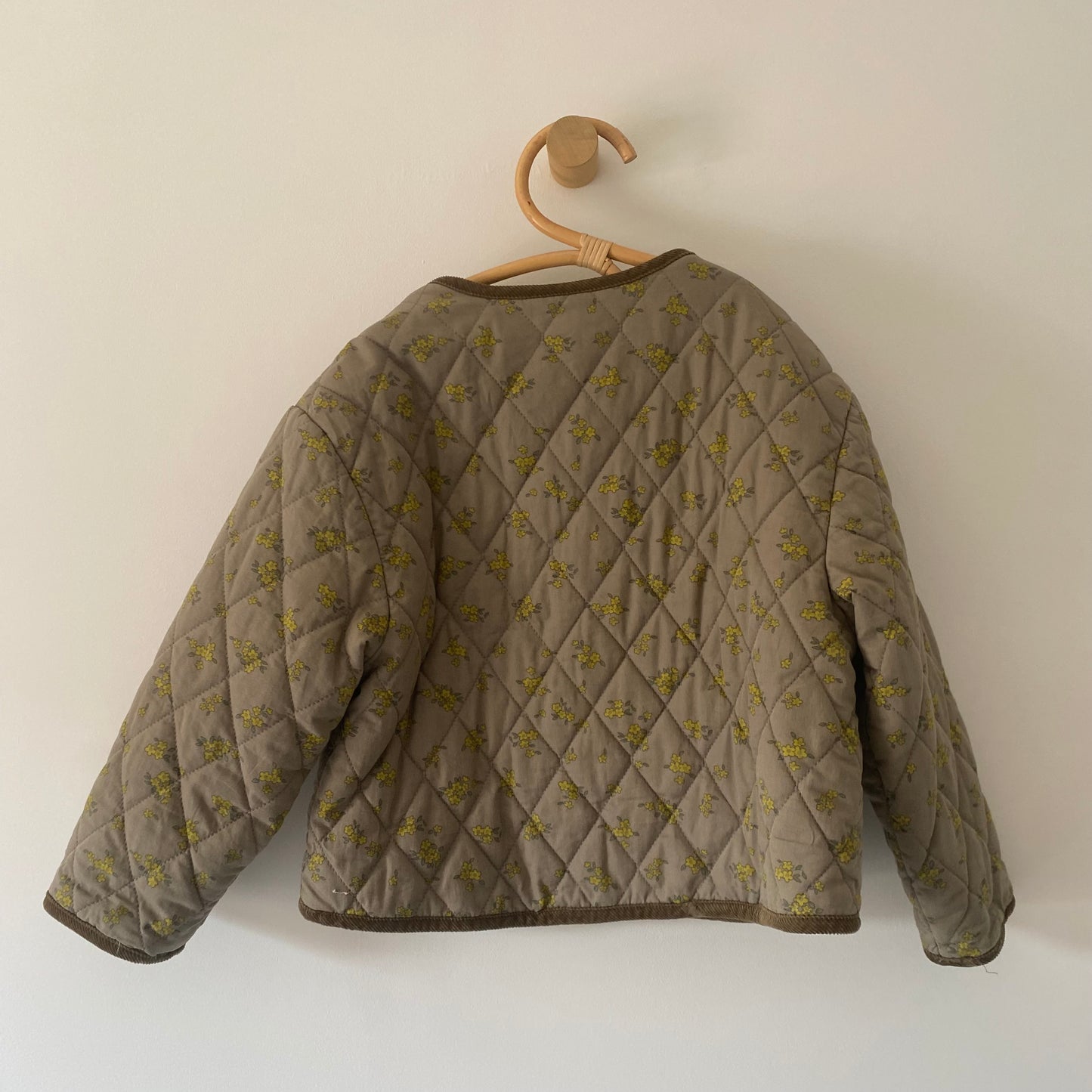 4-5Y Zara khaki green with yellow floral quilted jacket