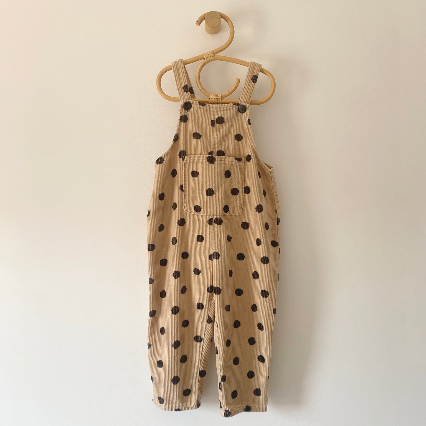 2-3Y Zara beige polka dot corduroy dungarees