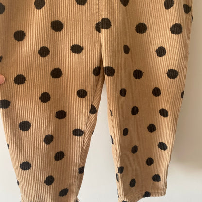 2-3Y Zara beige polka dot corduroy dungarees