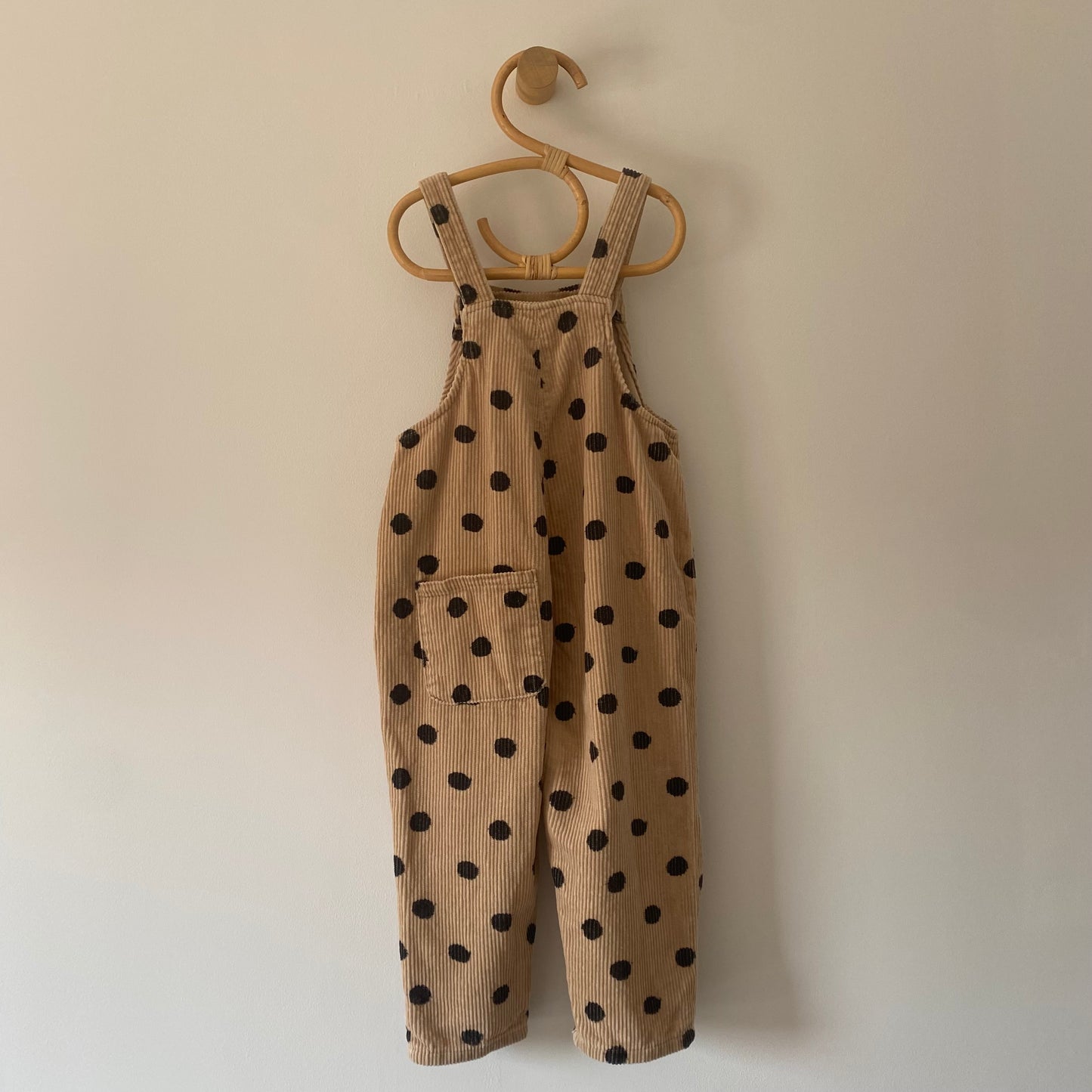 2-3Y Zara beige polka dot corduroy dungarees