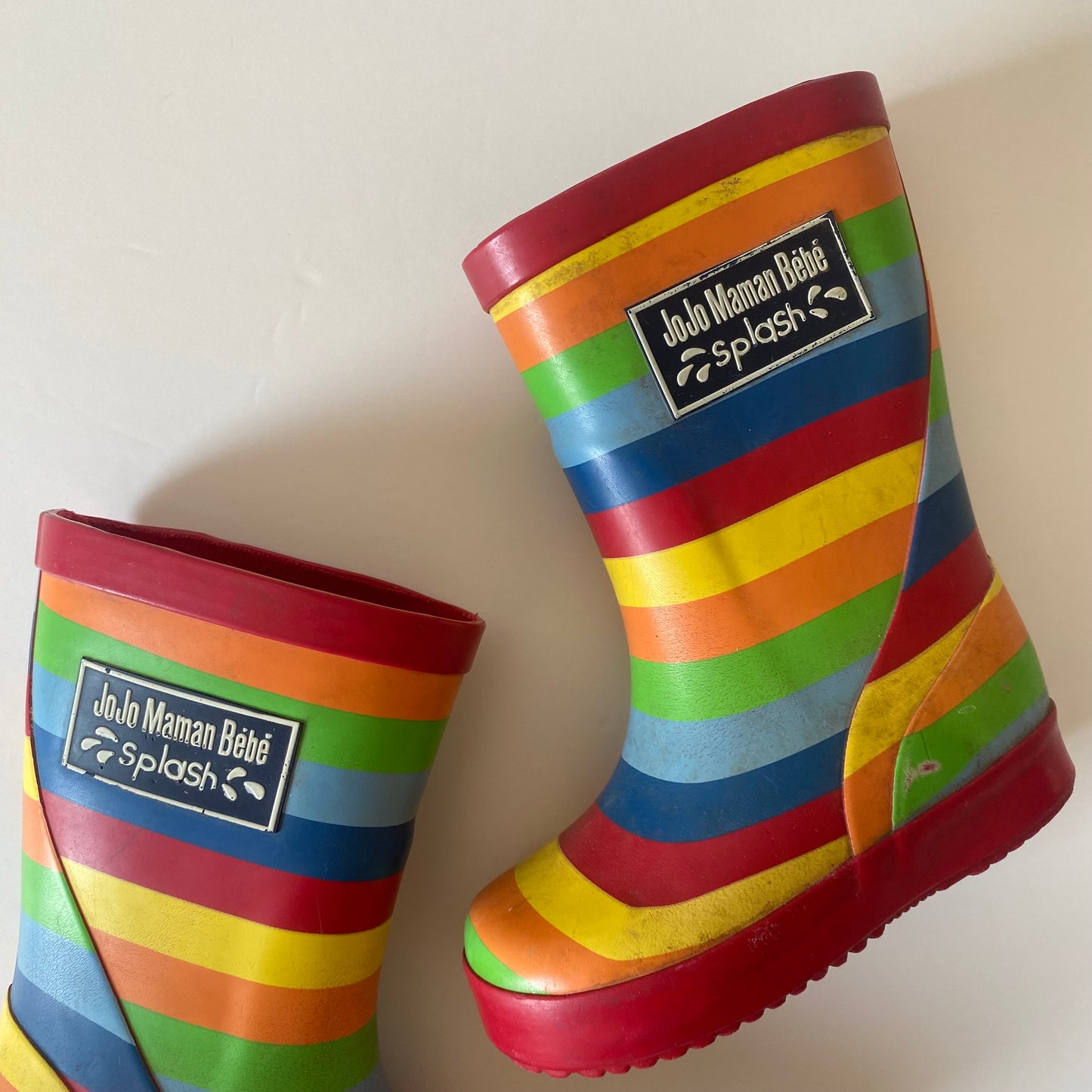 UK size 4 Jojo Maman Bebe rainbow stripe wellies