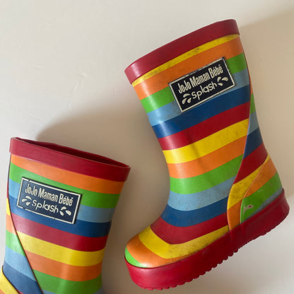 UK size 4 Jojo Maman Bebe rainbow stripe wellies