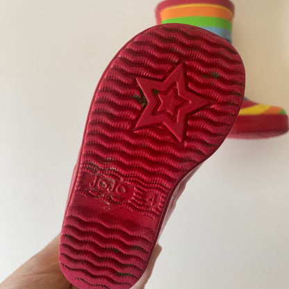 UK size 4 Jojo Maman Bebe rainbow stripe wellies