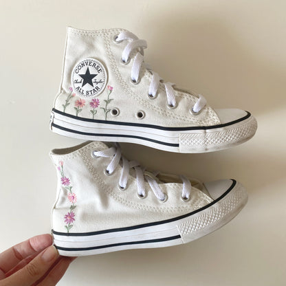 UK size 12 Converse embroidered floral