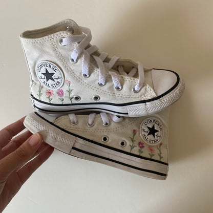 UK size 12 Converse embroidered floral