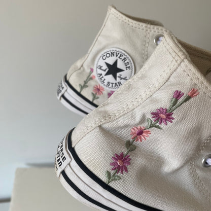 UK size 12 Converse embroidered floral