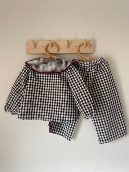 18-24M Zara black gingham blouse and wide leg trousers co-ord