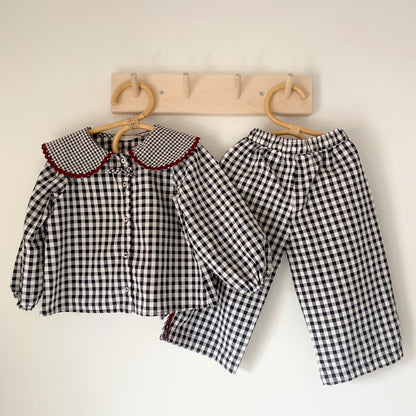 18-24M Zara black gingham blouse and wide leg trousers co-ord