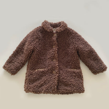 2-3Y Zara brown teddy borg coat with cherry lining