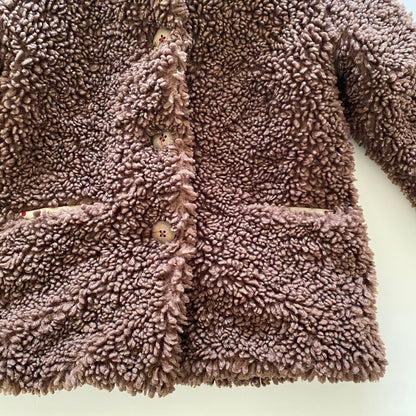 2-3Y Zara brown teddy borg coat with cherry lining