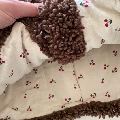 2-3Y Zara brown teddy borg coat with cherry lining