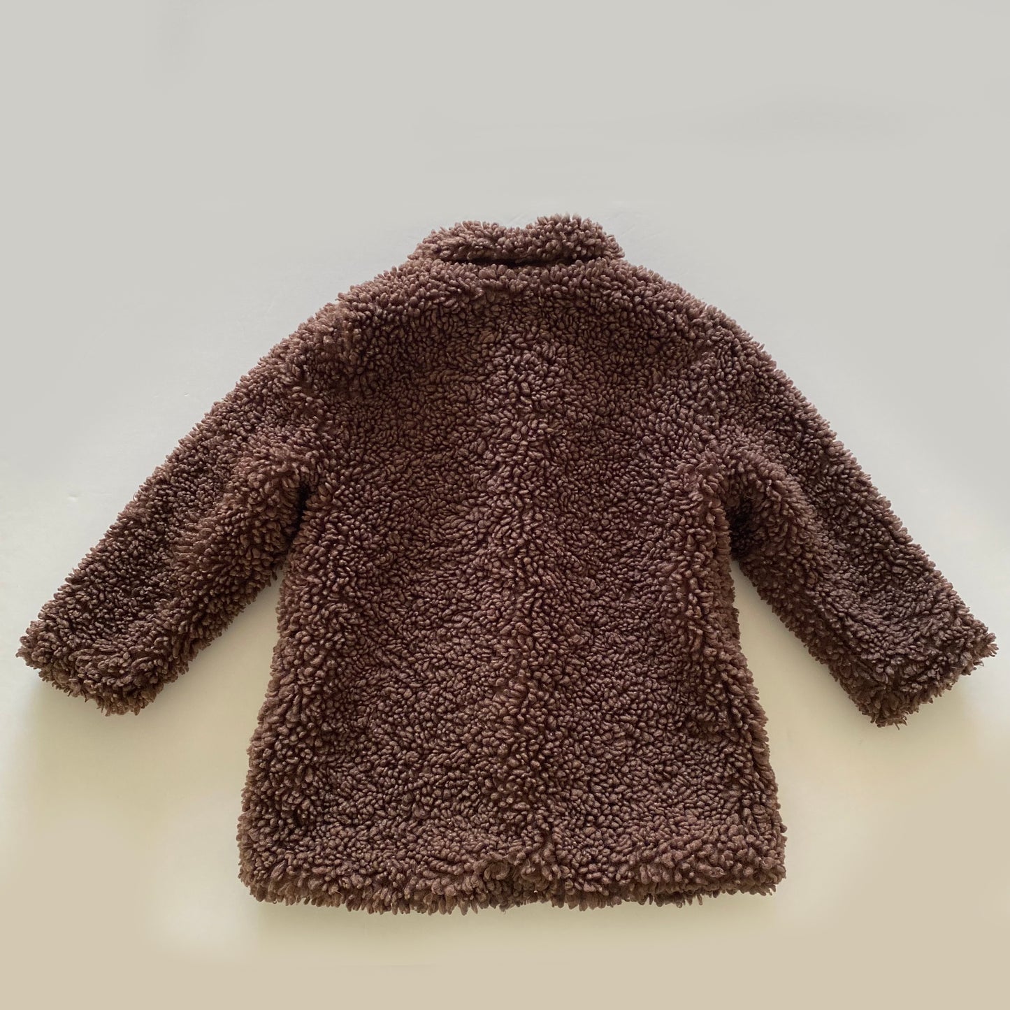 2-3Y Zara brown teddy borg coat with cherry lining
