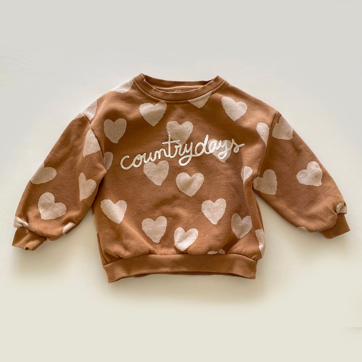 2-3Y Zara Country Days rust heart sweatshirt