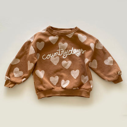2-3Y Zara Country Days rust heart sweatshirt