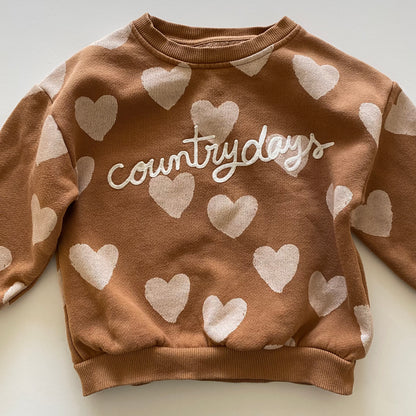 2-3Y Zara Country Days rust heart sweatshirt