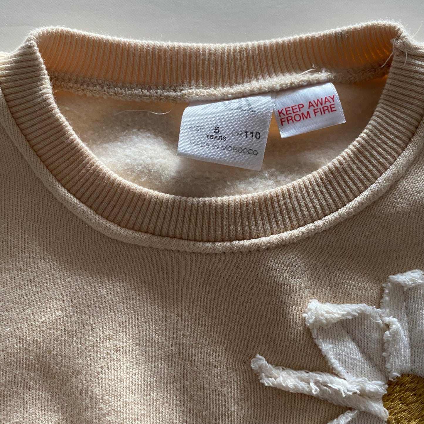 4-5Y Zara 'Nice garden' cream embroidered floral sweatshirt