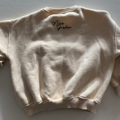 4-5Y Zara 'Nice garden' cream embroidered floral sweatshirt