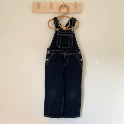 2-3Y Zara black contrast stitch denim dungarees