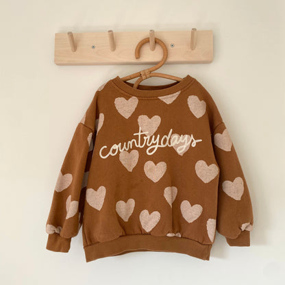 2-3Y Zara Country Days rust heart sweatshirt