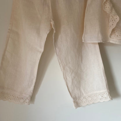 4-5Y Zara cream linen broderie anglais set co-ord