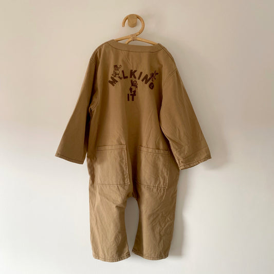 5-6Y Claude & Co MILKING IT x ANDO (chocolate) overalls boilersuit