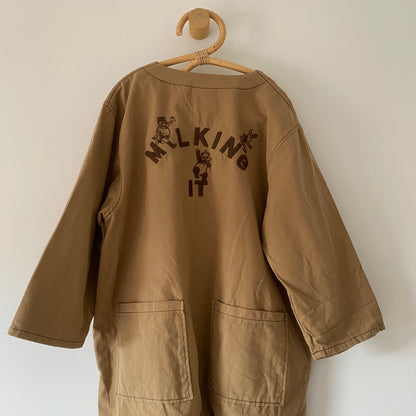 5-6Y Claude & Co MILKING IT x ANDO (chocolate) overalls boilersuit