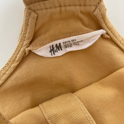 5-6Y H&M muted yellow denim dungaree dress