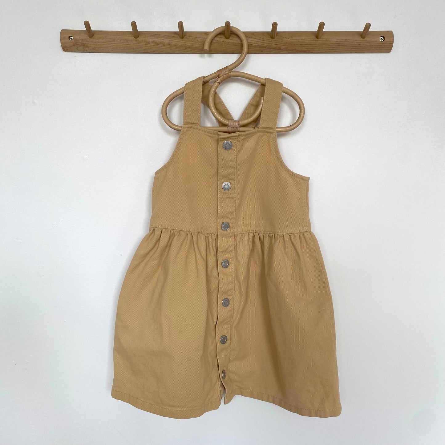 5-6Y H&M muted yellow denim dungaree dress