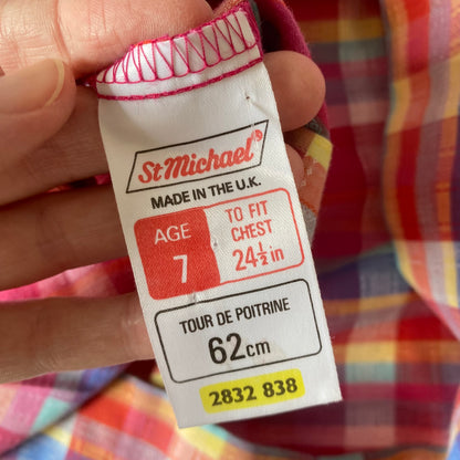 6-7Y St Michael vintage check puff sleeve dress