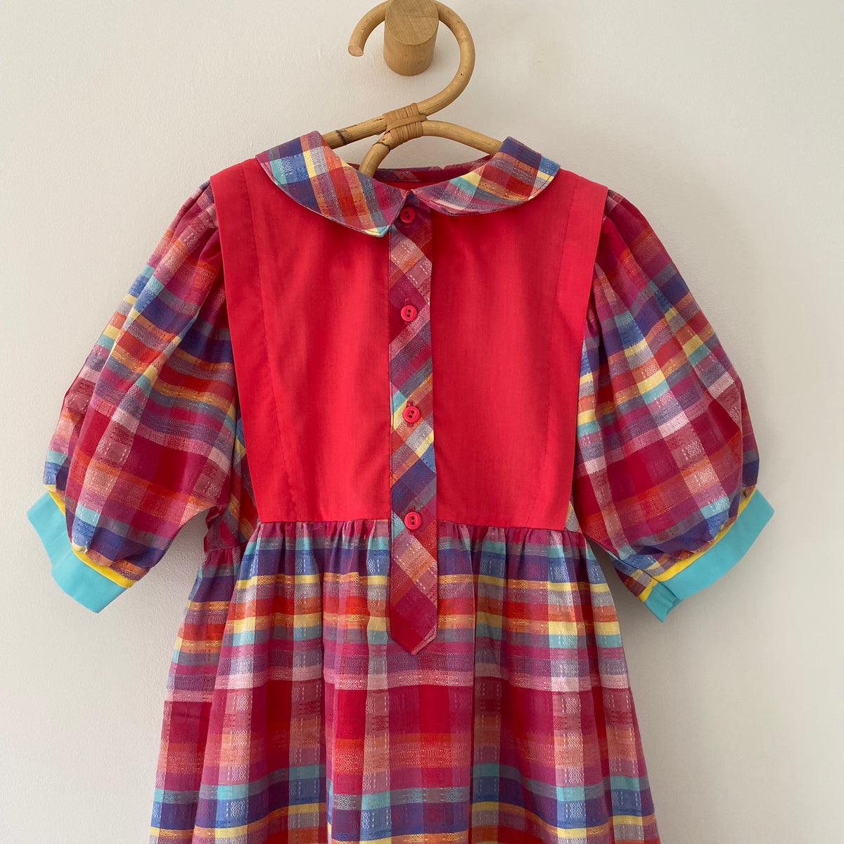 6-7Y St Michael vintage check puff sleeve dress