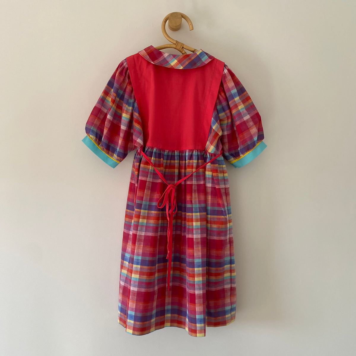 6-7Y St Michael vintage check puff sleeve dress