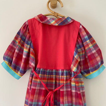 6-7Y St Michael vintage check puff sleeve dress