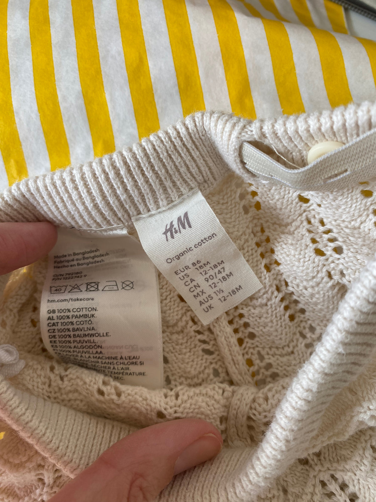 12-18M H&M cream knit crochet wide leg trousers