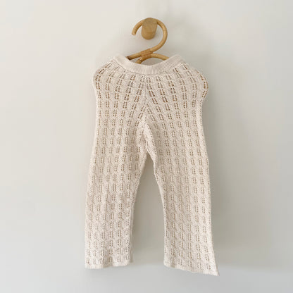 12-18M H&M cream knit crochet wide leg trousers