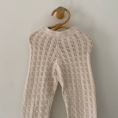 12-18M H&M cream knit crochet wide leg trousers