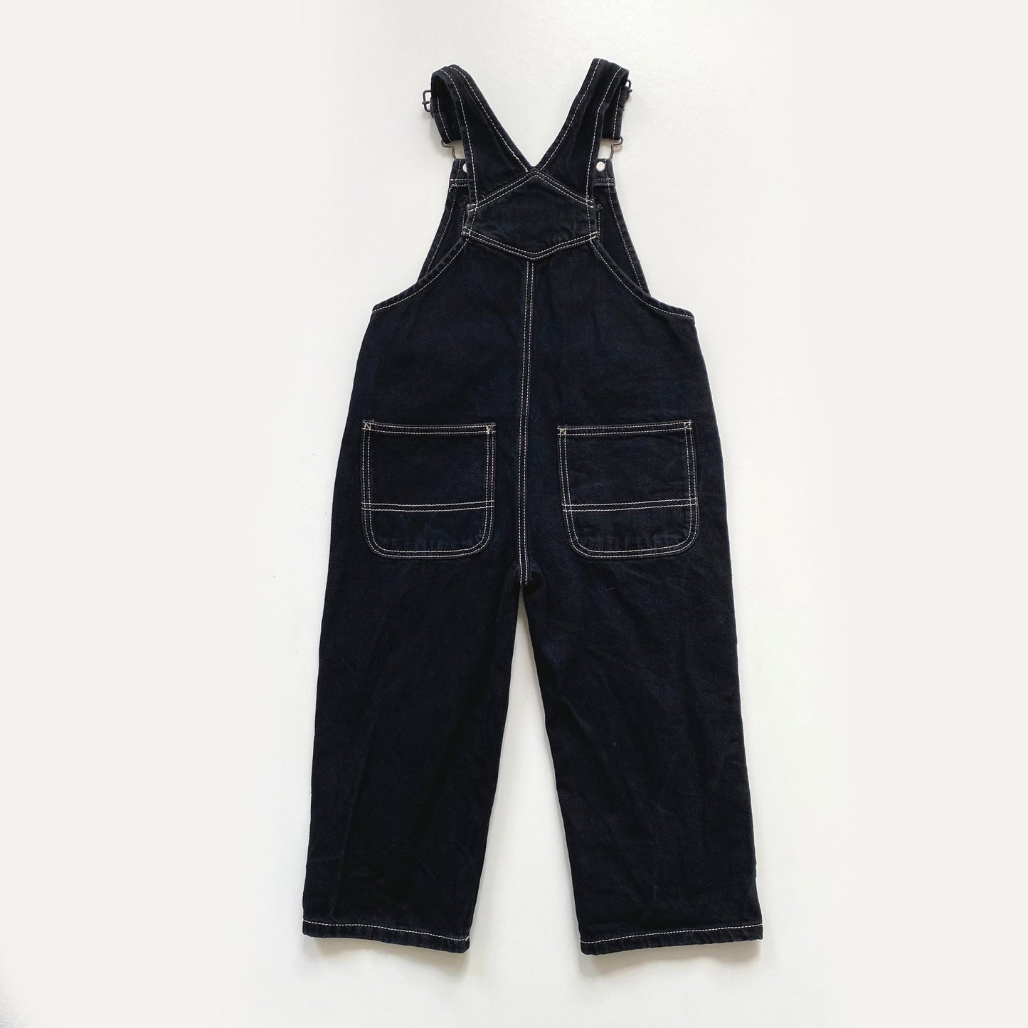 2-3Y Zara black contrast stitch denim dungarees
