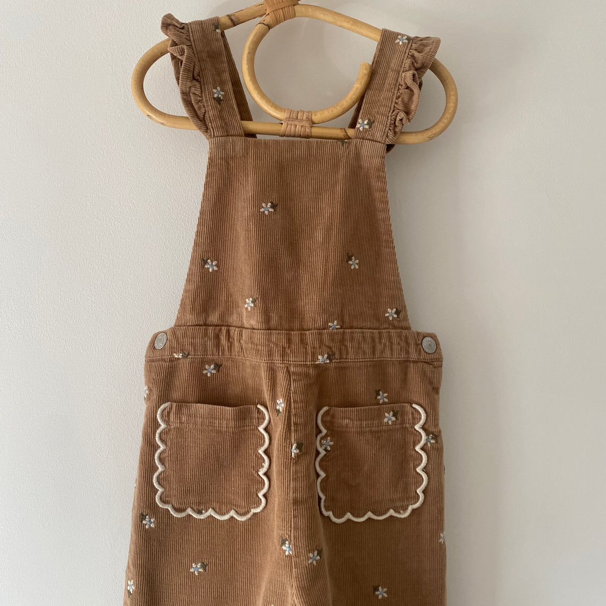 18-24M Zara brown rust corduroy embroidered floral dungarees