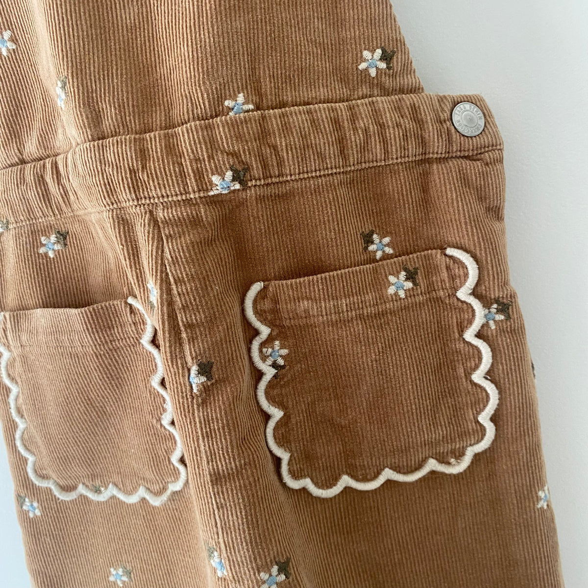 18-24M Zara brown rust corduroy embroidered floral dungarees