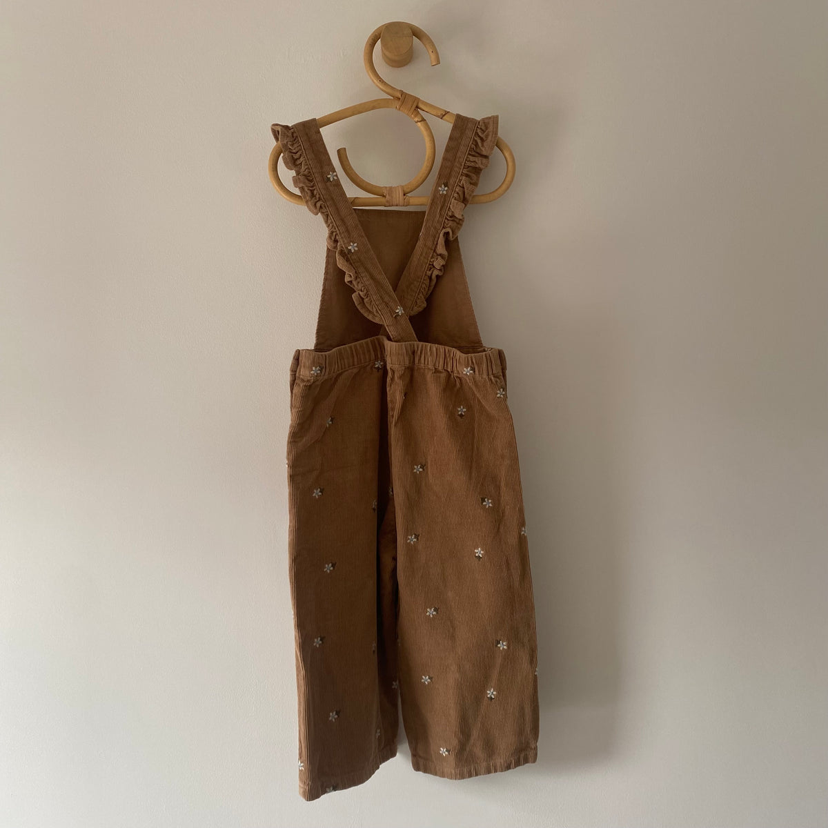 18-24M Zara brown rust corduroy embroidered floral dungarees