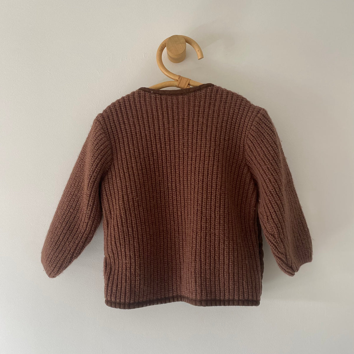 18-24M Zara brown knit floral embroidered quilted jacket