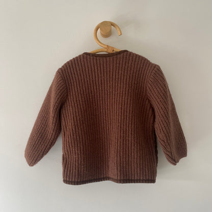 18-24M Zara brown knit floral embroidered quilted jacket
