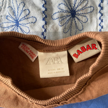 3-4Y Zara Babar brown short sleeve t-shirt