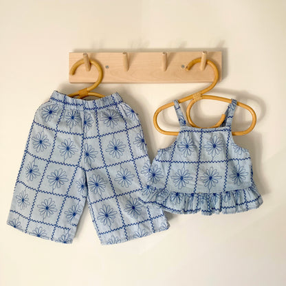 12-18M Zara blue floral embroidered co-ord