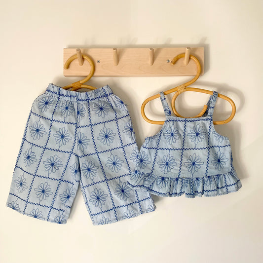 12-18M Zara blue floral embroidered co-ord