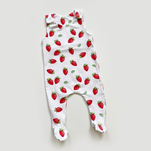 0-3 months strawberry footed romper
