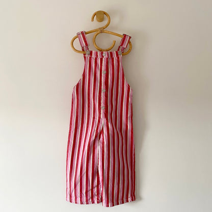 2-3Y Zara pink red stripe denim dungarees