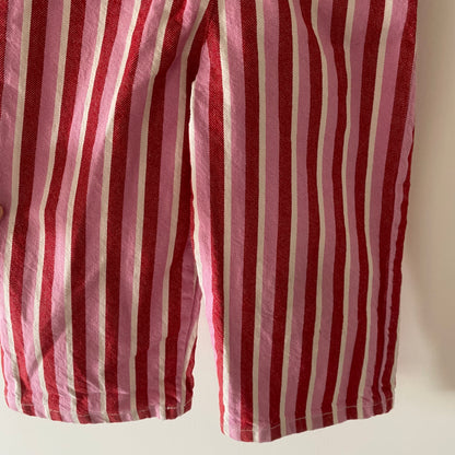2-3Y Zara pink red stripe denim dungarees